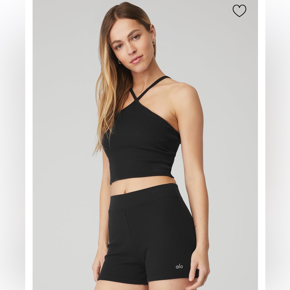 Alo goddess ribbed cross crop top